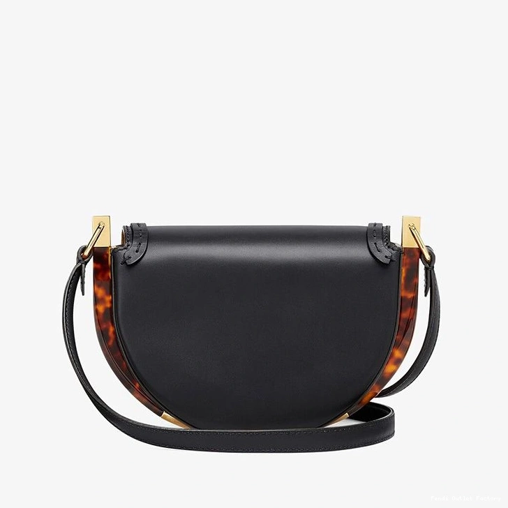 Vintage HOT Moonlight Logo In Bag Fendi Leather Calf ROMA Black 0731